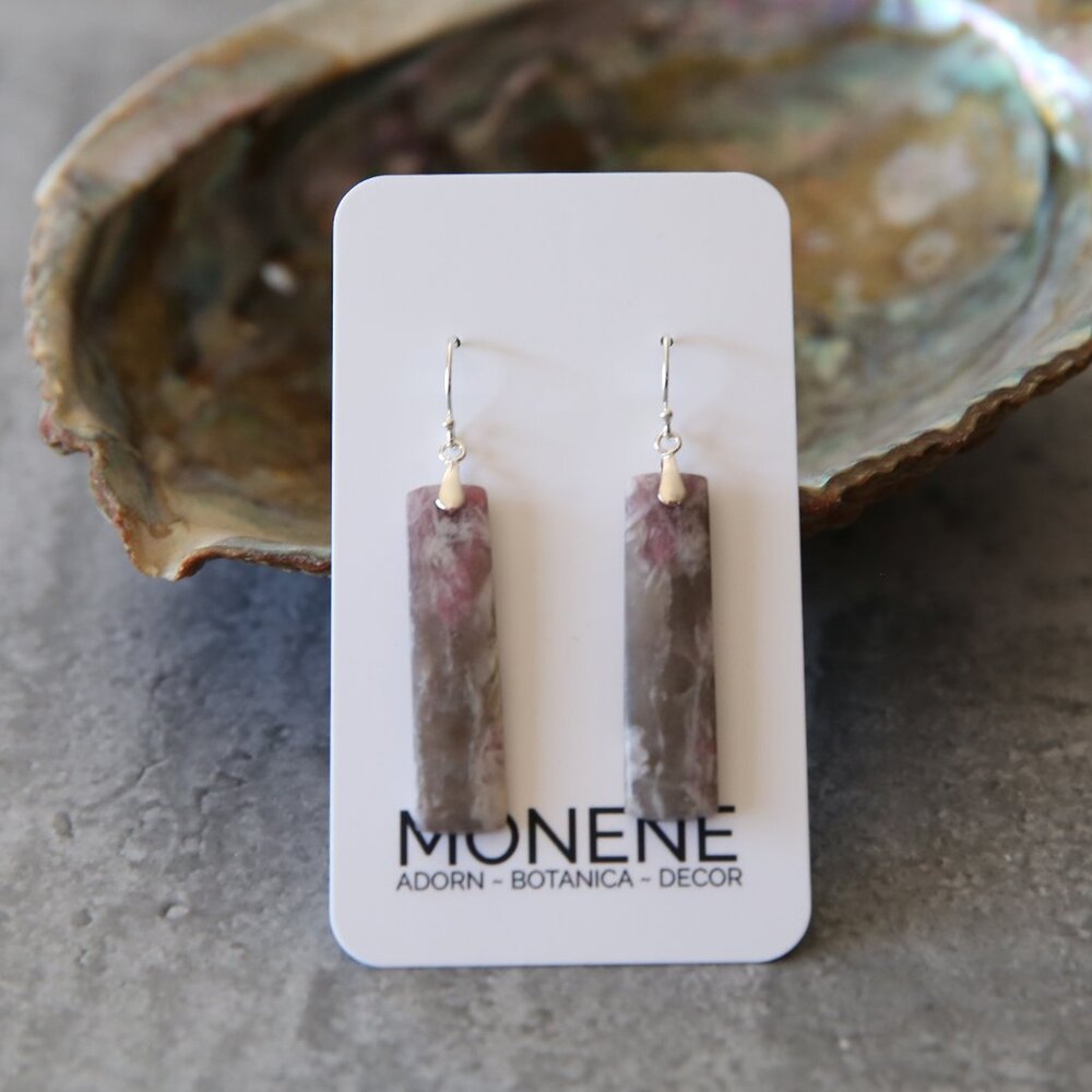 Blushed Quartz Dark | Pink Tourmaline and Sterling Earrings